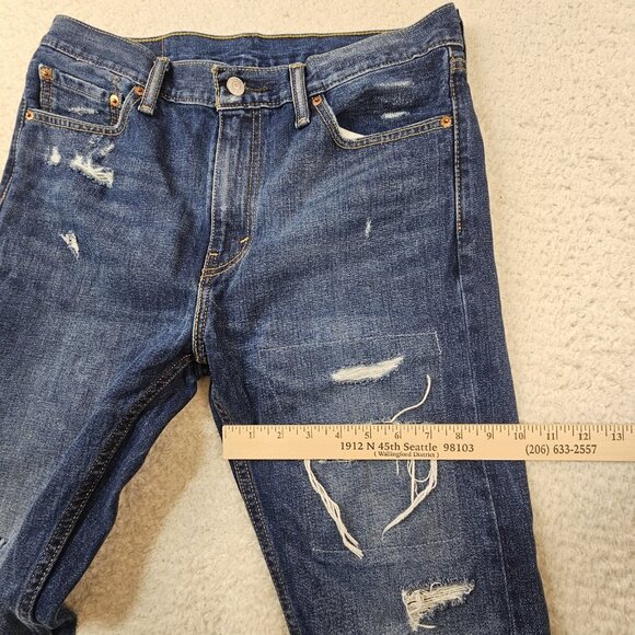 Levi's 510 Jeans Men's 33x32 Blue Denim Skinny Fit Stretch Distressed Patched - Picture 9 of 16